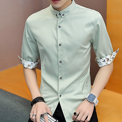 

Муж. Рубашка Тонкие Однотонный Белый XL