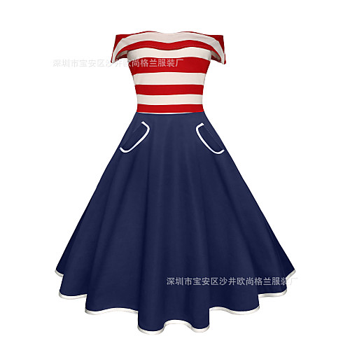 

Одри Хепберн Девушка из провинции Ретро 1950-е года Оса-Waisted Rockabilly Костюм Жен. Платья Туники Красный Винтаж Косплей Для вечеринок Повседневные Без рукавов Без рукавов С открытыми плечами