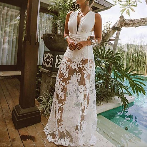 

Жен. Классический Оболочка Платье - Однотонный Макси