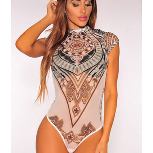

Жен. Bodysuit Тонкие Геометрический принт Белый M