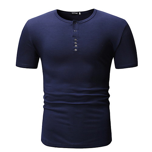 

Men's Slim T-shirt - Solid Colored Round Neck Black