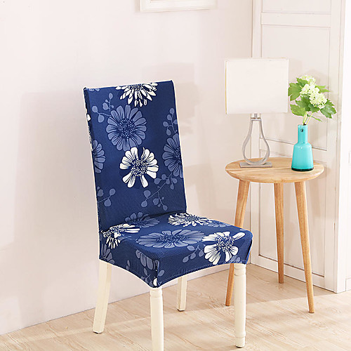 

Blue Floral Print Very Soft Chair Cover Stretch Removable Washable Dining Room Chair Protector Slipcovers Home Decor Dining Room Seat Cover