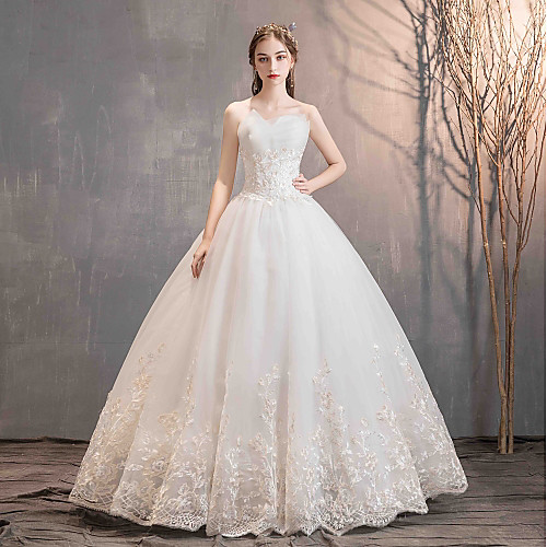 

С пышной юбкой Без бретелей В пол Кружева / Тюль Свадебные платья Made-to-Measure с Бусины / Аппликации от LAN TING Express