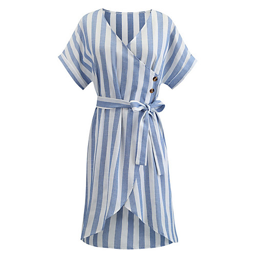 

Жен. Классический Оболочка Платье - Полоски До колена