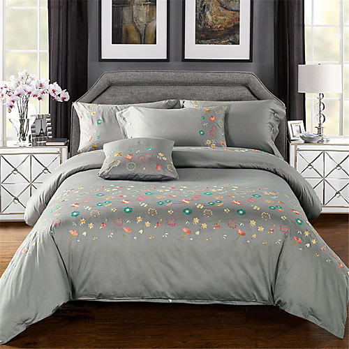 

Пододеяльник наборы Однотонный / Современный стиль Хлопок Вышивка 4 предметаBedding Sets