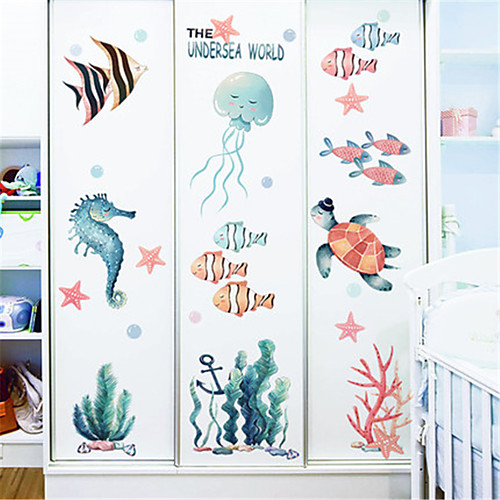 

мультфильм подводный мир наклейки детская комната спальня отделка стен детский сад морской наклейки на стенку рыбки ins наклейки