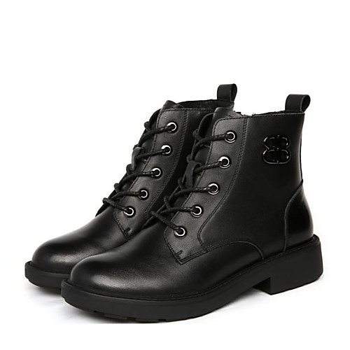 

Жен. Наппа Leather Весна & осень / Зима Ботинки На плоской подошве Ботинки Черный