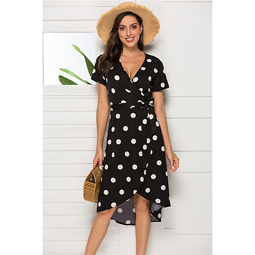 

Women's A Line Dress - Sleeveless Polka Dot Summer Casual Daily Going out 2020 Black S M L