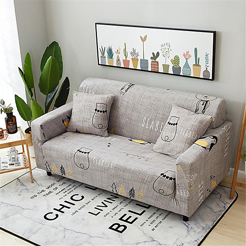 

чехлы на диван чехлы из хлопчатобумажной смеси / полиэстер, окрашенный из пряжи / с рисунком животных / пингвинов / светло-серый чехол для дивана