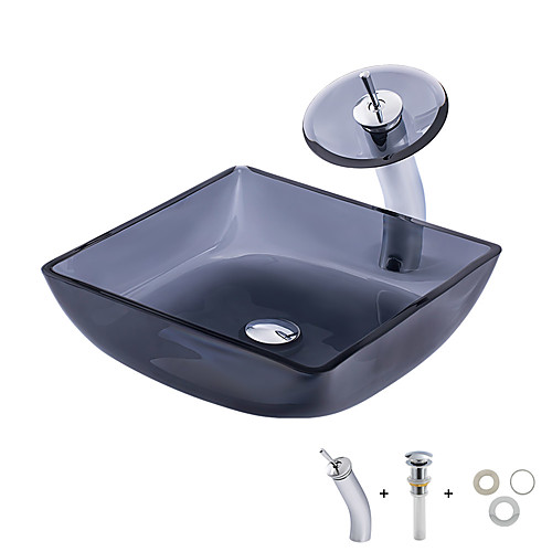 

умывальник для ванной / монтажное кольцо для ванной / водосток для ванной Современный - Закаленное стекло Квадратный