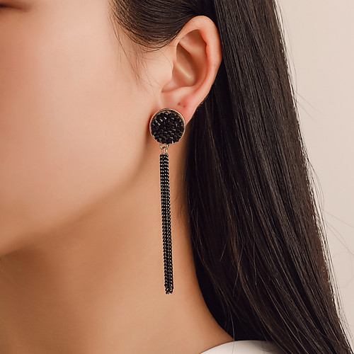 

Women's Drop Earrings Dangle Earrings Tassel Simple Korean Fashion Modern Earrings Jewelry Black For Carnival Street Work Bar Festival 1 Pair