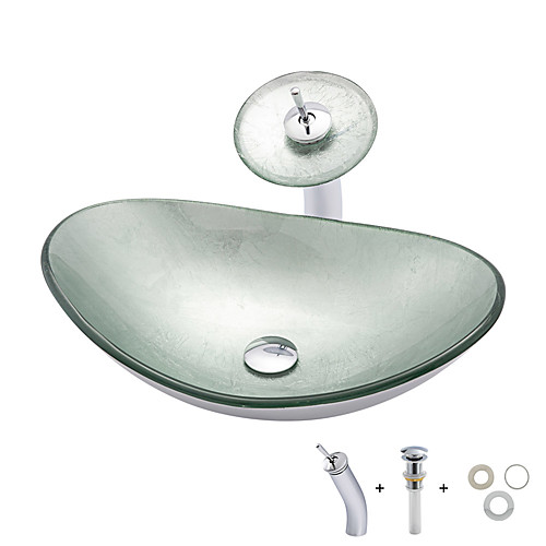 

умывальник для ванной / смеситель для ванной / монтажное кольцо для ванной Современный - Закаленное стекло Прямоугольный