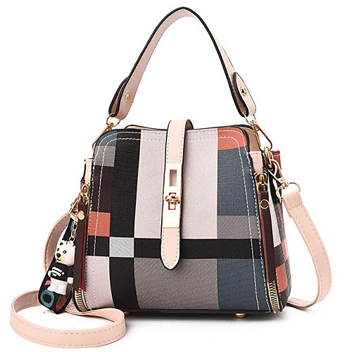 

Women's Polyester / PU Top Handle Bag Geometric Pattern Red / White / Brown