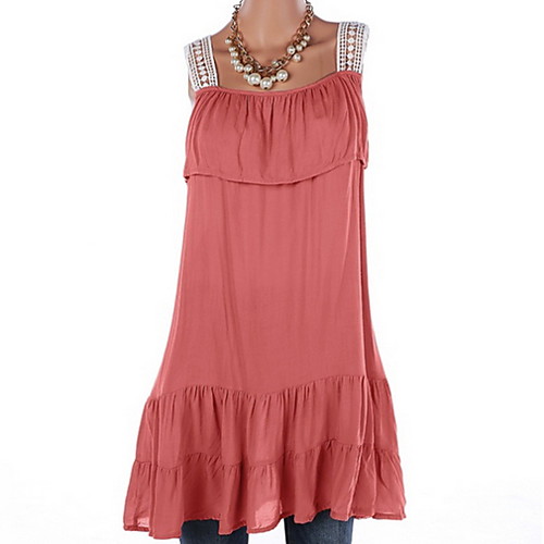 

Жен. Элегантный стиль А-силуэт Платье - Однотонный Выше колена