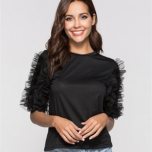 

Жен. Футболка Тонкие Однотонный