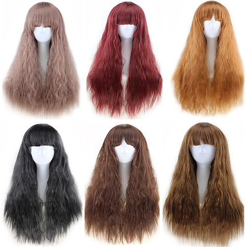 

Synthetic Wig Curly Middle Part Wig Ombre Long Grey Light Blonde Dark Wine Natural Black Light Brown Synthetic Hair 22 inch Women's Party Ombre