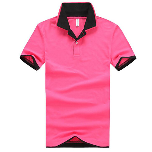 

Муж. Polo Хлопок, Рубашечный воротник Тонкие Однотонный Розовый XL