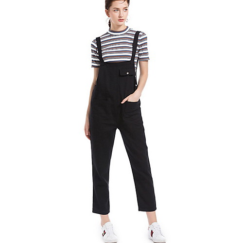 

Жен. Классический Черный Комбинезоны, Однотонный M L XL