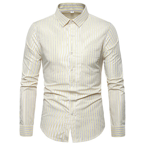 

Men's Daily Work Business / Basic Shirt - Striped / Color Block Black