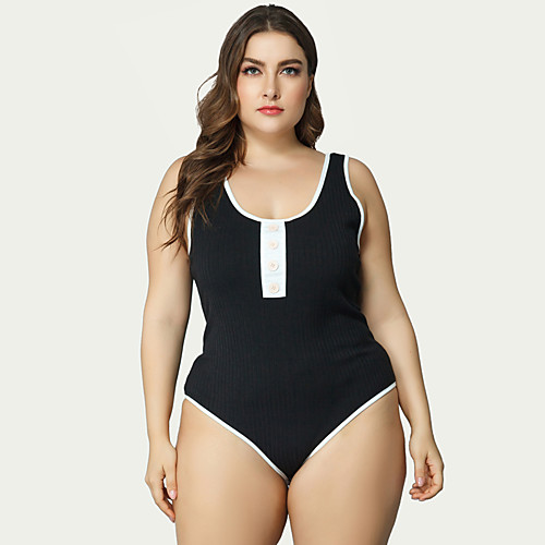 

Жен. Bodysuit Контрастных цветов Черный XXL