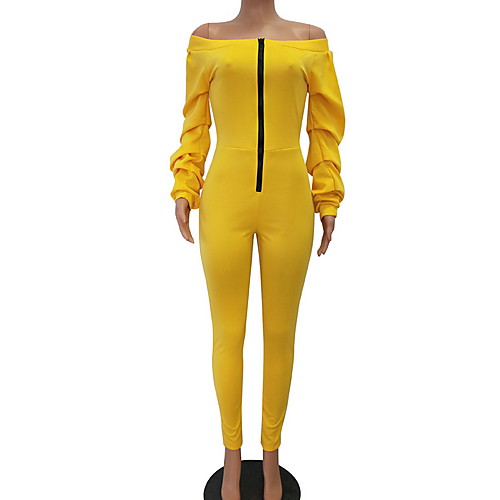 

Жен. Серый Желтый Винный Комбинезоны, Однотонный XL XXL XXXL