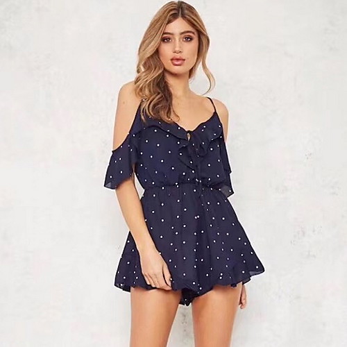 

Жен. Черный Красный Темно синий Комбинезоны, Горошек L XL XXL
