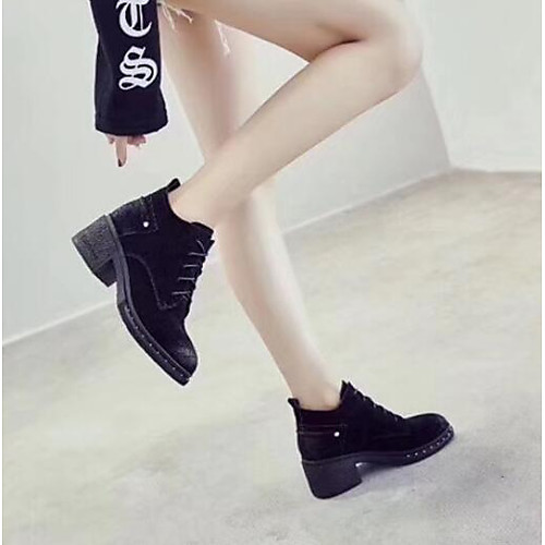 

Жен. Наппа Leather Весна лето Винтаж / На каждый день Ботинки Блочная пятка Круглый носок Черный / Коричневый / Миндальный