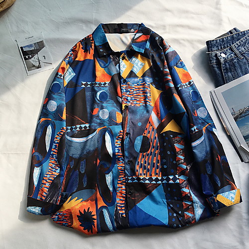 

Муж. Рубашка Цветочный принт Синий L