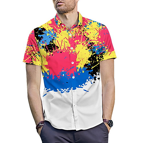 

Муж. Рубашка Контрастных цветов Цвет радуги L