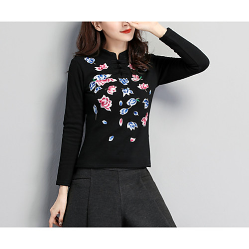 

Жен. Bodysuit Цветочный принт Черный XXXL