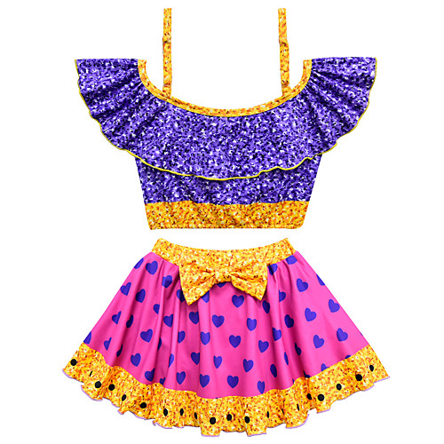 

купальник Купальники косплей костюмы Девушка пляжа Детские Косплэй костюмы Косплей Хэллоуин Лиловый Любовь Рисунок Полиэстер Девочки Рождество Хэллоуин Карнавал / Кофты / Эластичность