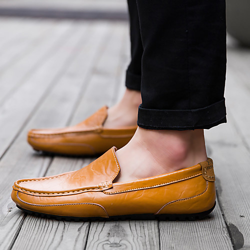

Men's Leather Spring & Summer / Fall & Winter Classic / British Loafers & Slip-Ons Walking Shoes Breathable Blue / Brown / Black