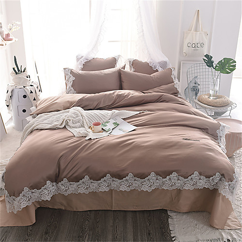 

Пододеяльник наборы Однотонный / Роскошь Полиэстер Вышивка 4 предметаBedding Sets