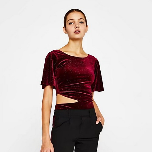

Жен. Bodysuit Однотонный Винный S