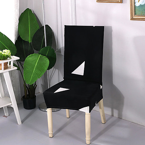 

Black Triangle Print Very Soft Chair Cover Stretch Removable Washable Dining Room Chair Protector Slipcovers Home Decor Dining Room Seat Cover
