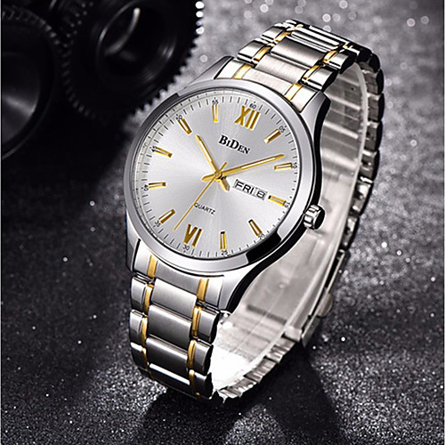 

Men's Steel Band Watches Swiss Quartz Silver 30 m Creative Luminous New Design Analog Sparkle Fashion - Black Silver Gold / Silver / White Two Years Battery Life