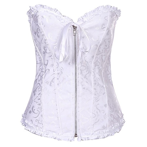 

Women's Zipper Overbust Corset - Geometric, Bow / Basic Black White Blue S M L