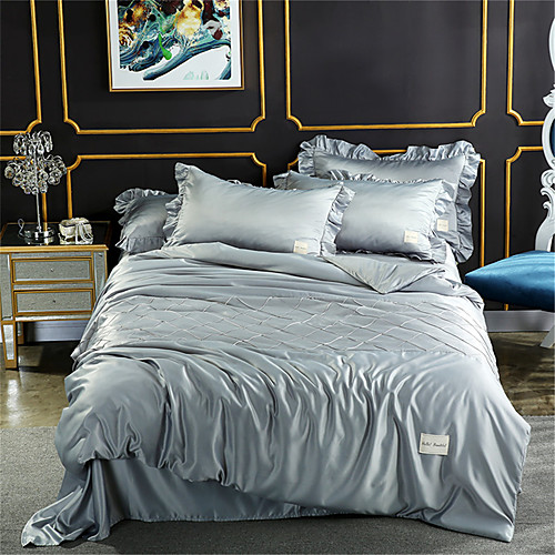 

Пододеяльник наборы Однотонный / Роскошь Полиэстер Плиссировка 4 предметаBedding Sets