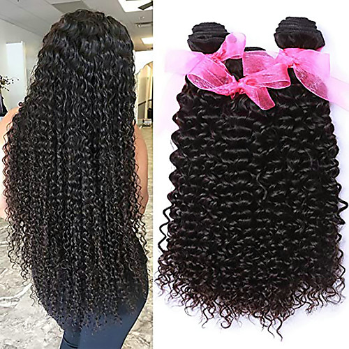 

3 Bundles Malaysian Hair Curly Kinky Curly Virgin Human Hair 100% Remy Hair Weave Bundles Headpiece Natural Color Hair Weaves / Hair Bulk Bundle Hair 8-28 inch Natural Color Human Hair Weaves Odor