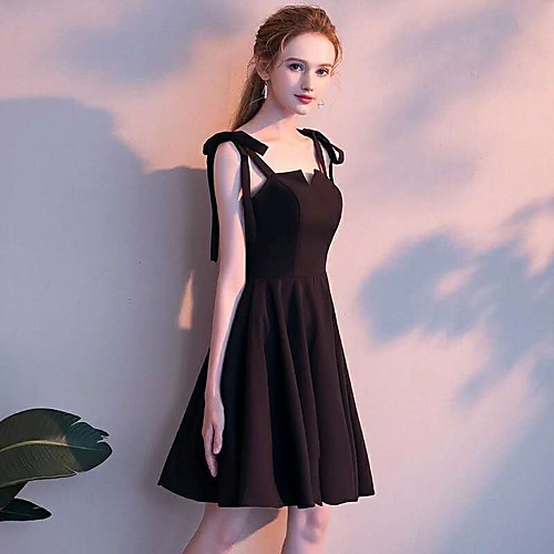 

А-силуэт Квадратный вырез Короткое / мини Сатин Платье для подружек невесты с от LAN TING Express