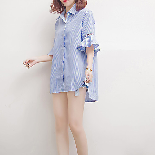 

Жен. Большие размеры - Рубашка V-образный вырез Полоски