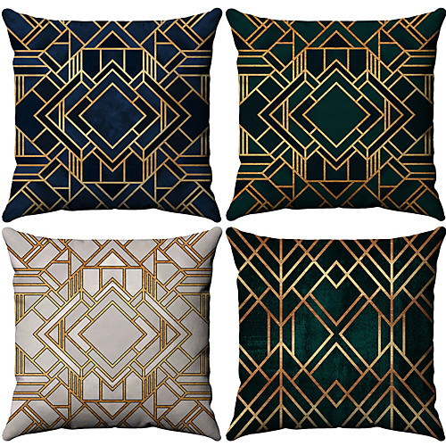 

4 pcs Cotton / Linen Pillow Case, Geometic Fashion Printing Geometric Fashion