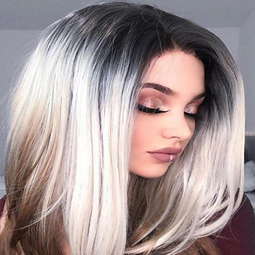 

Synthetic Wig Ombre Straight Beyonce Free Part Wig Blonde Medium Length Light golden Synthetic Hair 16INCH Women's Adjustable Heat Resistant Classic Blonde Brown