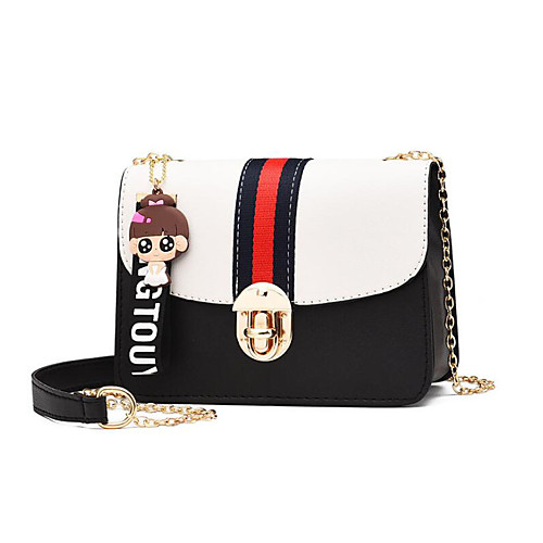 

Women's Zipper Polyester / PU Crossbody Bag Solid Color Black / White / Blushing Pink
