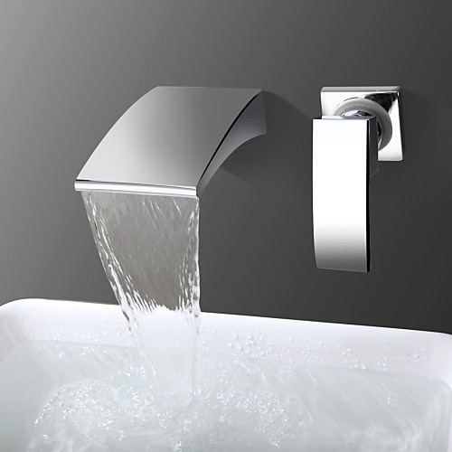 

Смеситель для ванны - Современный Хром На стену Керамический клапан Bath Shower Mixer Taps / Одной ручкой Два отверстия