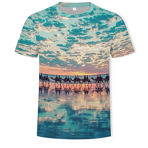 

Муж. С принтом Футболка Галактика / Контрастных цветов / 3D Цвет радуги XL