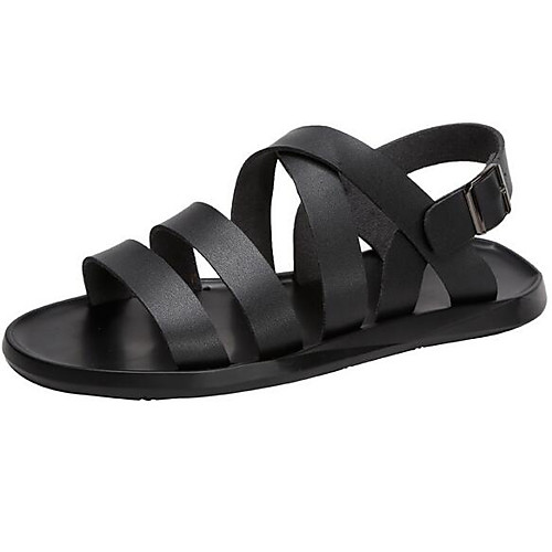 

Муж. Комфортная обувь Кожа Лето Сандалии Белый / Черный