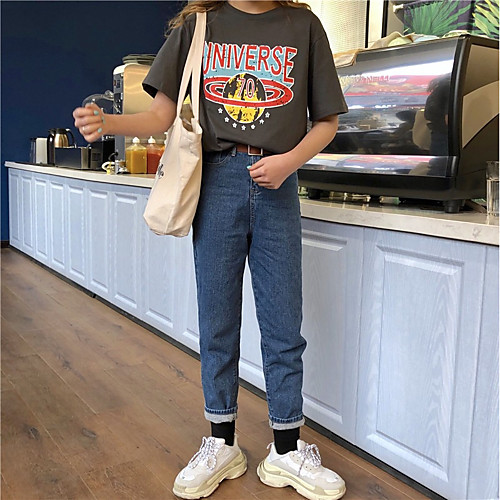 

Жен. Рубашка Хлопок, Рубашечный воротник Полоски Белый L