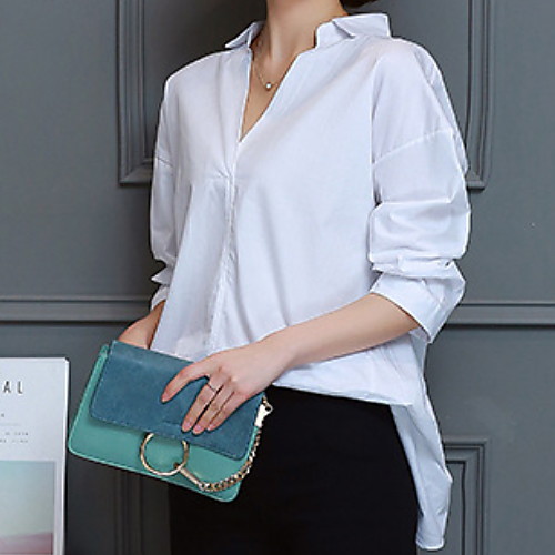 

Жен. Рубашка Однотонный / Полоски Белый L