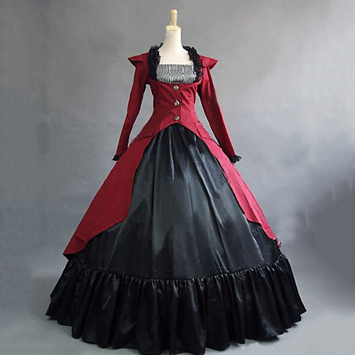 фото Винтаж прицесса рококо платья косплэй kостюмы мужской японский косплей костюмы черный / красный / цвет фуксии пэчворк рукав-лепесток длинный рукав макси длинный / викторианский стиль Lightinthebox